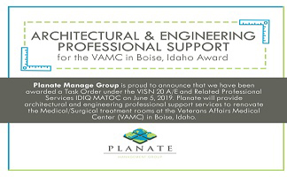 Planate Management Group Wins VISN 20 IDIQ MATOC for A/E and Related Professional Services Support for the VAMC in Boise, Idaho