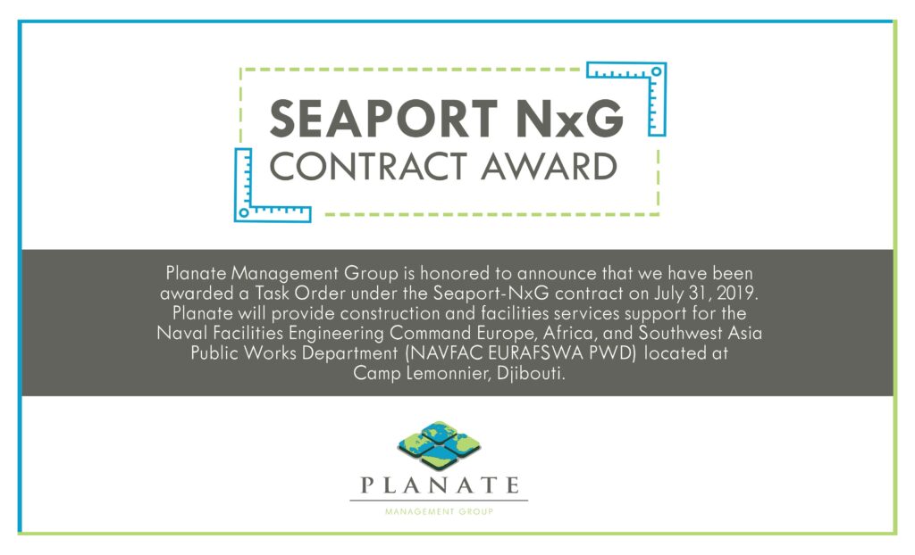 Planate Management Group Wins NAVFAC EURAFSWA Task Order for Construction and Facilities Services Support Under Seaport-NxG for Public Works Department at Camp Lemonnier, Djibouti
