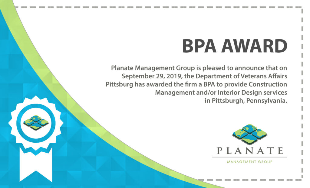 Planate Management Group Wins VA Pittsburgh BPA for Construction Management/Interior Design Services Contract